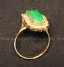 14K Yellow Gold Ring With Jade &#x26; Diamonds, 4.7 Grams