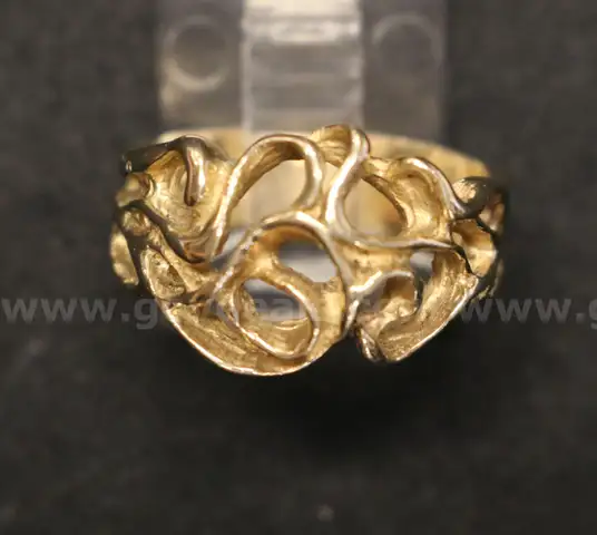 14K Yellow Gold Hollow Nugget Design Ring, 5.7 Grams