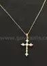 10K Yellow Gold Thin Necklace With Diamond Cross Pendant, 1.9 Grams