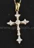 10K Yellow Gold Thin Necklace With Diamond Cross Pendant, 1.9 Grams
