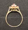 10K Yellow Gold Cluster Ring With Red Stones &#x26; Diamonds, 1.9 Grams