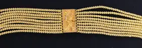 23K Yellow Gold Multi-Strand Necklace &#x26; Dangle Earring Set, 70.1 Grams