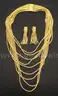 23K Yellow Gold Multi-Strand Necklace &#x26; Dangle Earring Set, 70.1 Grams