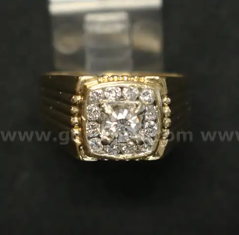 14K Yellow Gold Ring With Diamonds, 8.4 Grams