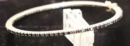 14K White Gold Hinged Bangle Bracelet With Black Diamonds, 12.3 Grams