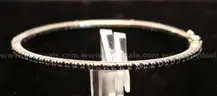 14K White Gold Hinged Bangle Bracelet With Black Diamonds, 12.3 Grams