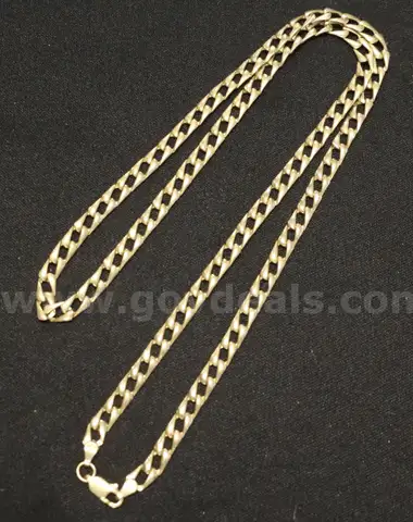 10K Yellow Gold Flat Link Necklace, 11.2 Grams