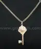 10K Yellow Gold Double Curb Necklace and Key Design Pendant, 14.1 Grams