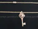 10K Yellow Gold Double Curb Necklace and Key Design Pendant, 14.1 Grams