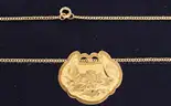 24K Yellow Gold Link Necklace &#x26; 23k Yellow Gold Floral Design Pendant, 8.4 Grams