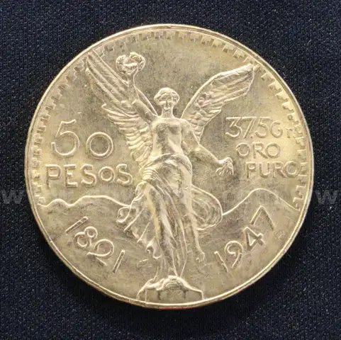 1947 Gold Mexico 50 Peso Coin, 41.6 Grams