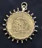 1918 Mexico Viente (20) Peso Gold Coin With 14K Yellow Gold Bezel, 19.6 Grams