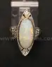 Vintage 18K White Gold Ring With Opal &#x26; Euro Diamonds, 4.2 Grams