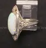 Vintage 18K White Gold Ring With Opal &#x26; Euro Diamonds, 4.2 Grams