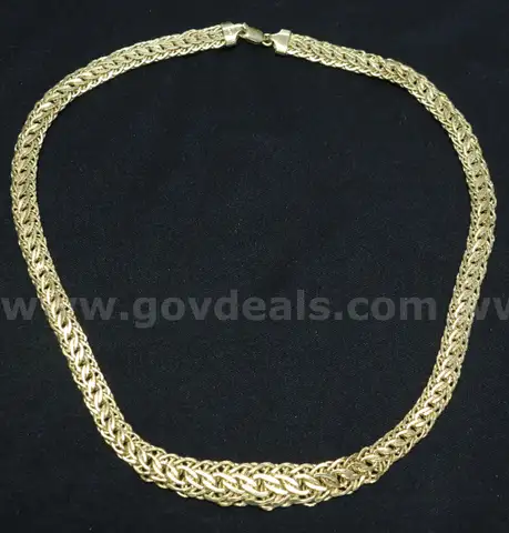 14K Yellow Gold Graduated Flat Byzantine Necklace, 14.5 Grams