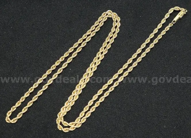 14K Yellow Gold Rope Design Necklace, 12.7 Grams