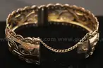 10K Yellow Gold Filigree Design Hinged Bangle Bracelet, 28.2 Grams