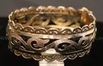 10K Yellow Gold Filigree Design Hinged Bangle Bracelet, 28.2 Grams