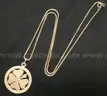 10K Yellow Gold Box Link Necklace W/4 Leaf Clover Design Pendant, 14.1 Grams