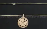 10K Yellow Gold Box Link Necklace W/4 Leaf Clover Design Pendant, 14.1 Grams