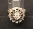 14K White Gold Halo Design Ring With Diamonds, 5.4 Grams