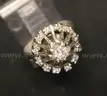 14K White Gold Halo Design Ring With Diamonds, 5.4 Grams