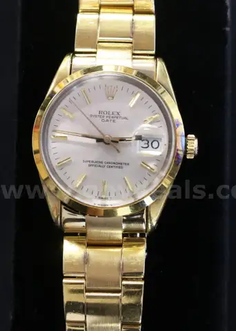 Men&#x27;s 1985 Rolex Oyster Perpetual Date Wristwatch With Gold-Plated Case &#x26; Band