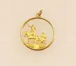 14k Yellow Gold Don Quixote and Sancho Panza Pendant, 7.1 Grams