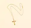 18k Yellow Gold Box Link Necklace and Cross Pendant with Diamonds, 6.7 Grams