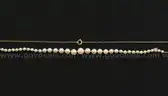 14k Yellow Gold Cable Link Necklace with Graduated Pearls