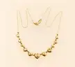14k Yellow Gold Cable Link Necklace with Heart Beads, 4.4 Grams