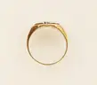 14k Yellow Gold Scimitar and Crescent Mason Ring with Diamond, 6.7 Grams