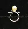 14k White Gold Ring with Baroque Pearl and Diamonds, 5.6 Grams