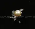 14k White Gold Ring with Baroque Pearl and Diamonds, 5.6 Grams