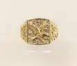 10k Yellow Gold Nugget and Eagle Design Ring with Diamonds, 5.7 Grams