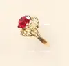 14k Yellow Gold Cocktail Ring with Large Red Stone, 3.6 Grams