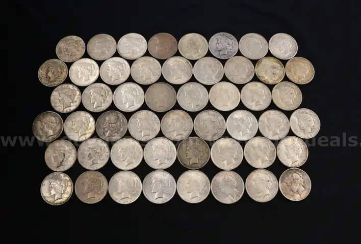 50 U.S. Silver Peace Dollar Coins