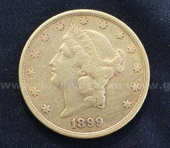 1899-S U.S. $20 Liberty Head Double Eagle 1oz Gold Coin, 33.3 Grams