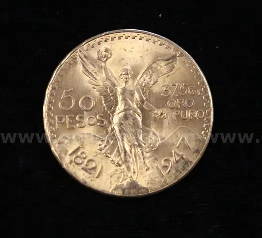 1947 Gold Mexico 50 Pesos Coin, 41.6 Grams
