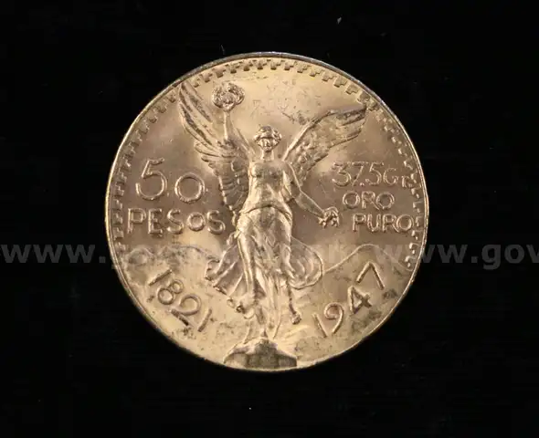 1947 Gold Mexico 50 Peso Coin, 41.6 Grams