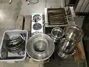 Assorted Lot: warming cabinet/storage bins/fryer
