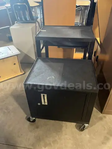 Black AV Cart with cabinet