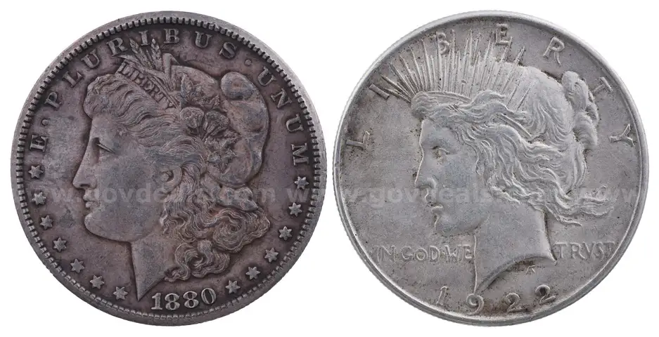 Morgan Dollar 1880/CC plus Peace Dollar