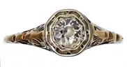 14kt Yellow Gold Diamond Filigree Ring