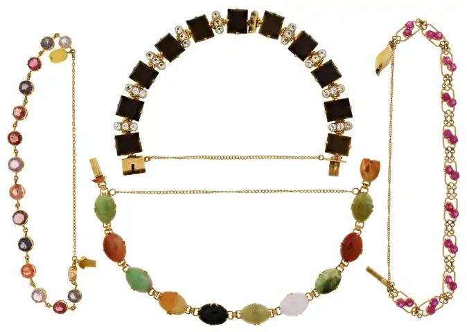 Gold and Gemstone Bracelet Lot