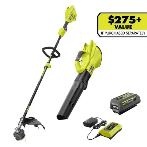 40V Cordless Attachment Capable 15&#x22; String Trimmer &#x26; 550 CFM 120 MPH Blower Combo Kit with 4.0 Ah Battery &#x26; Charger