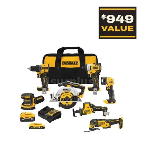 20-Volt MAX Lithium-Ion Cordless 7-Tool Combo Kit with 2.0 Ah Battery 5.0 Ah Battery and Charger