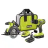 ONE 18V Cordless 2-Tool Combo Kit with Drill/Driver Circular Saw (2) 1.5 Ah Batteries and Charger