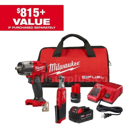 M18 FUEL 18V Cordless Mid Torque 1/2 in. Impact Wrench w/ M12 FUEL 3/8 in. Ratchet