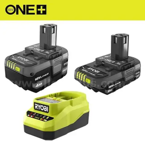 RYOBI ONE 18V Lithium-Ion Starter Kit with 2.0 Ah Battery 4.0 Ah Battery and Charger